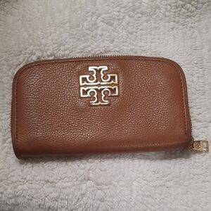 Tory Burch Tan Leather Zip Wallet